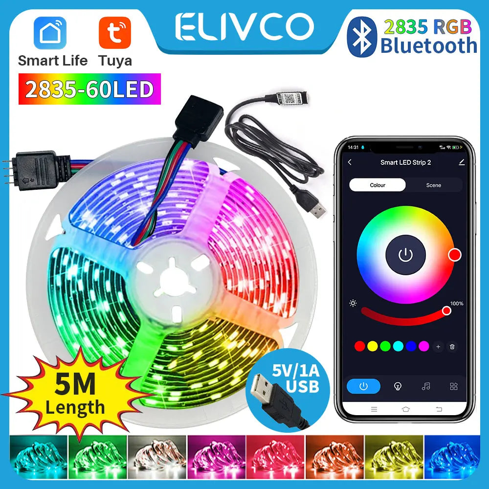 Tira de luces LED inteligentes Tuya con Bluetooth RGB 2835
