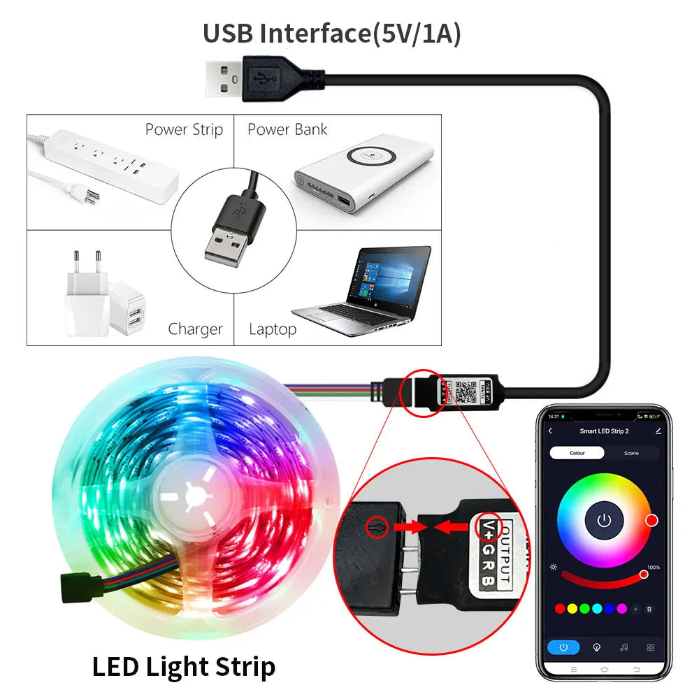 Tira de luces LED inteligentes Tuya con Bluetooth RGB 2835