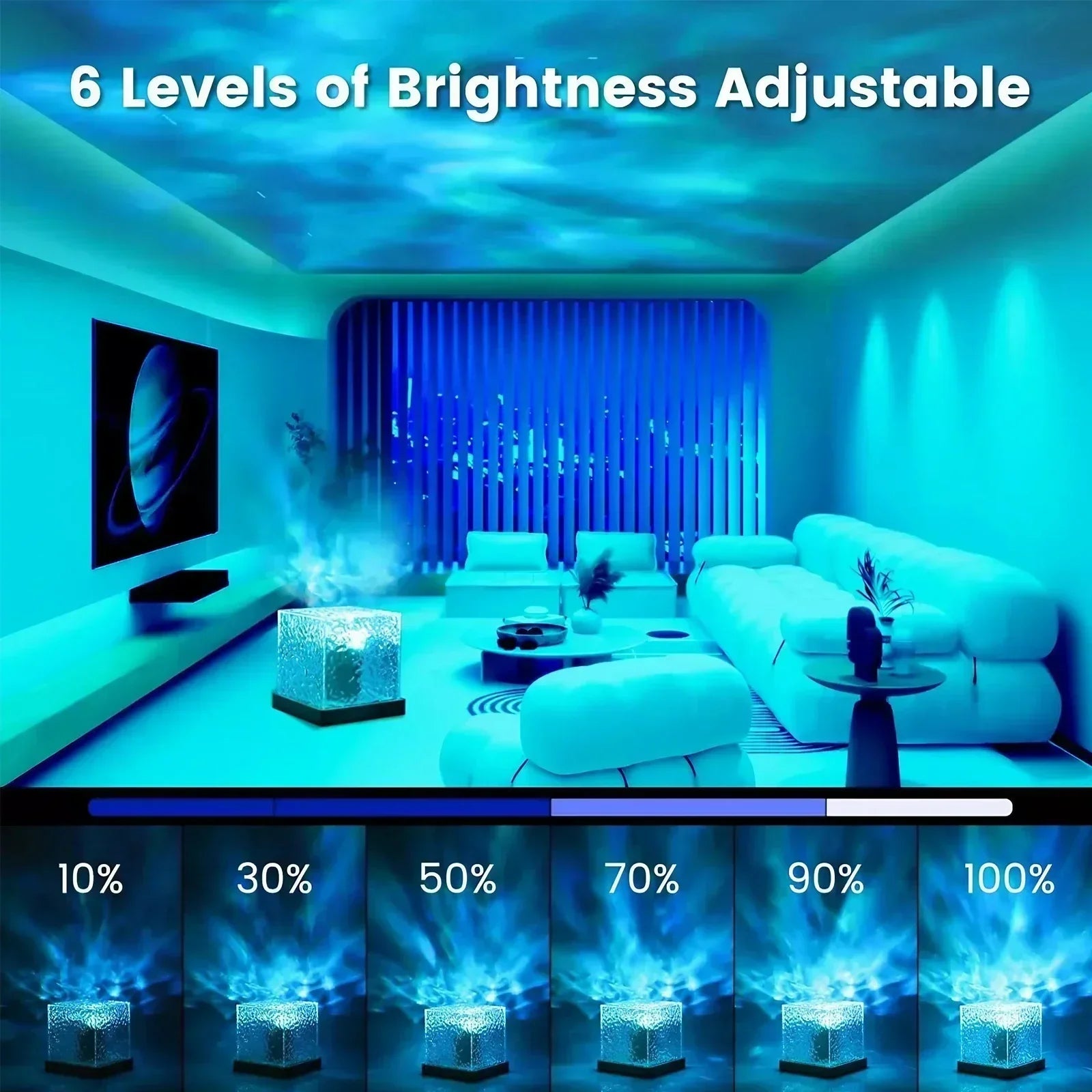 Proyector de luz de aurora con forma de ola oceánica