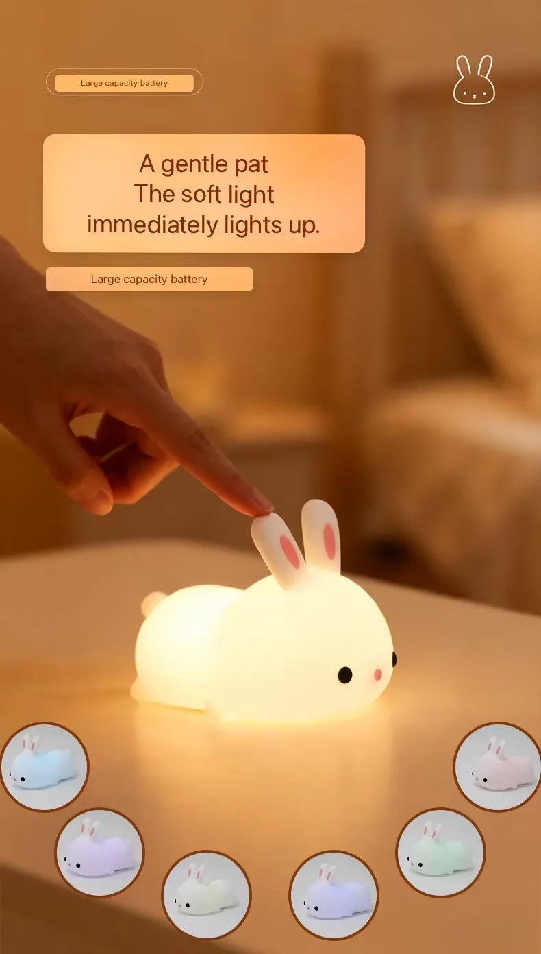 Luz nocturna con sensor táctil RGB LED "conejo"