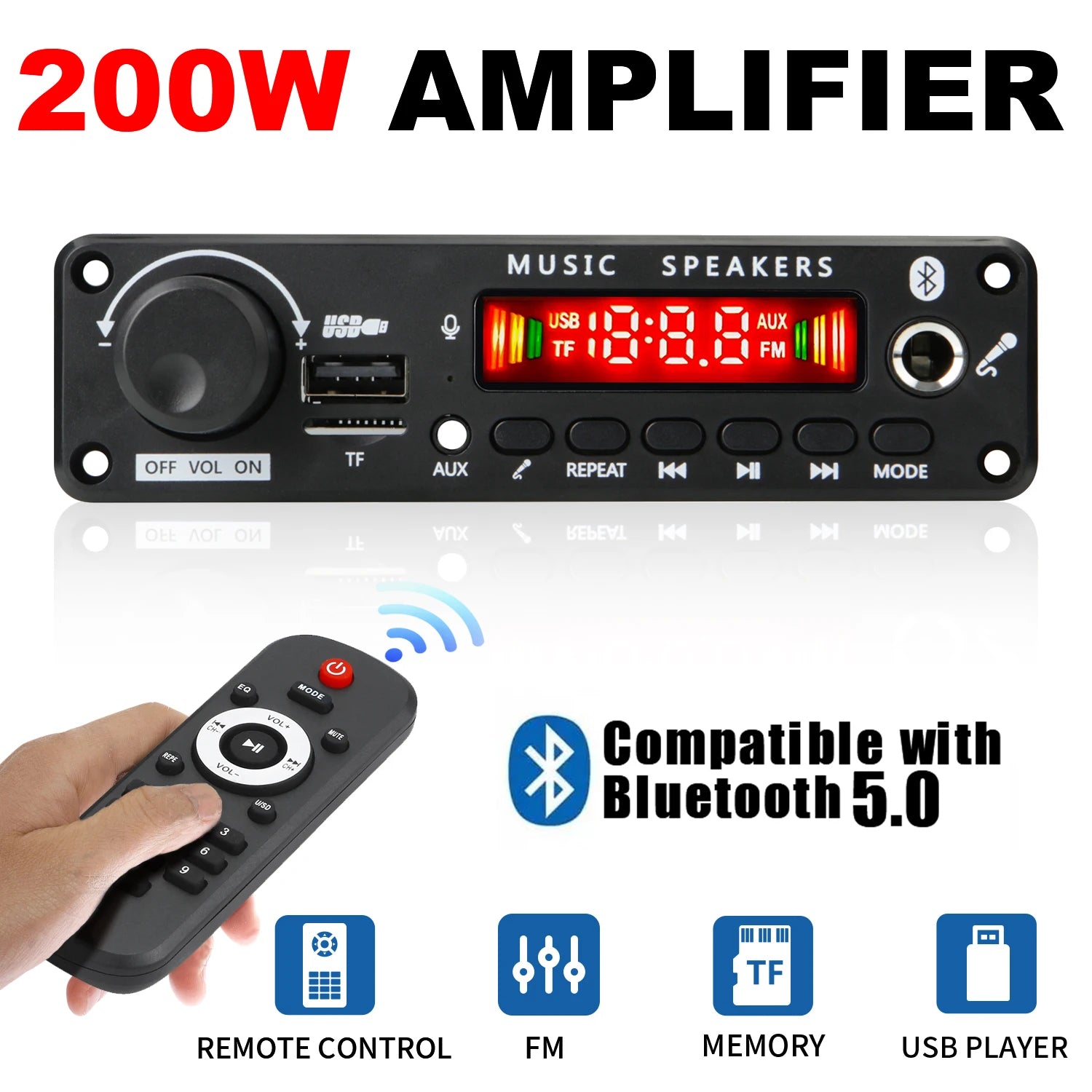 Amplificador Bluetooth de 200 W